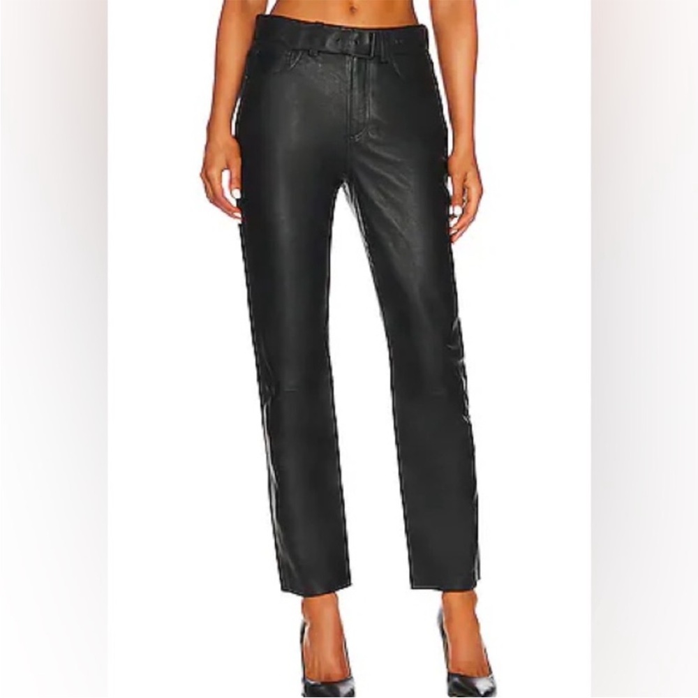 Anine Bing Black Connor Belted Leather Pants [Extra Small / XS]